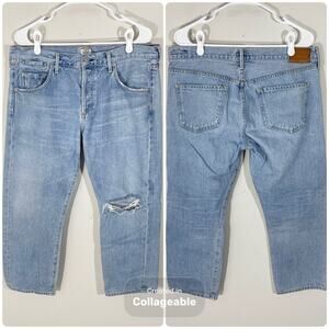 Citizens of Humanity Emerson Crop Slim Boyfriend Jeans Size 31 Light Blue Wash